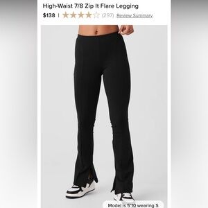 ALO Yoga Black Flare Leggings with Zip Detail